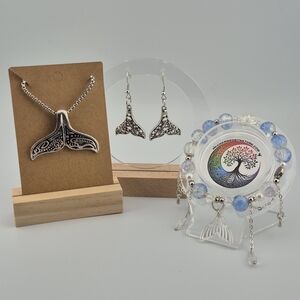 Silver Whale Tail Jewelry Set